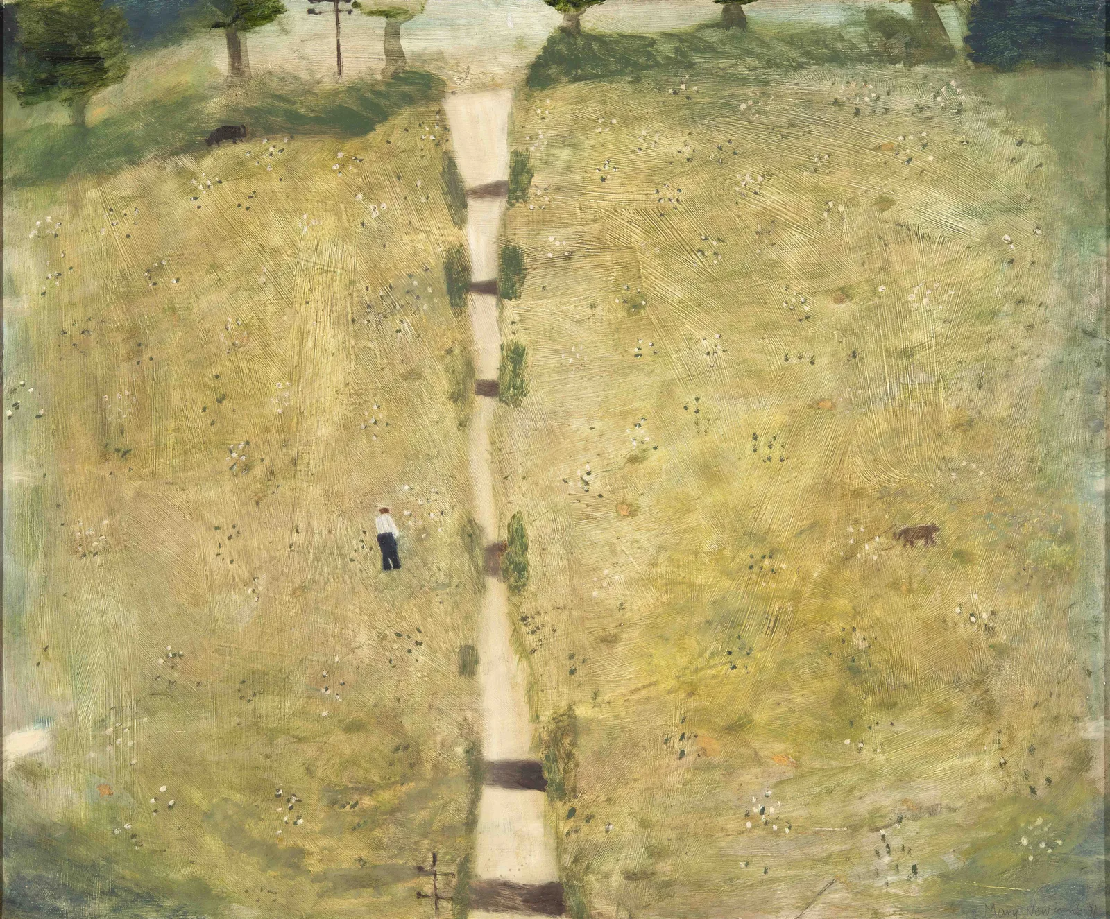 Mary Newcomb, Man with Two Dogs , 1971