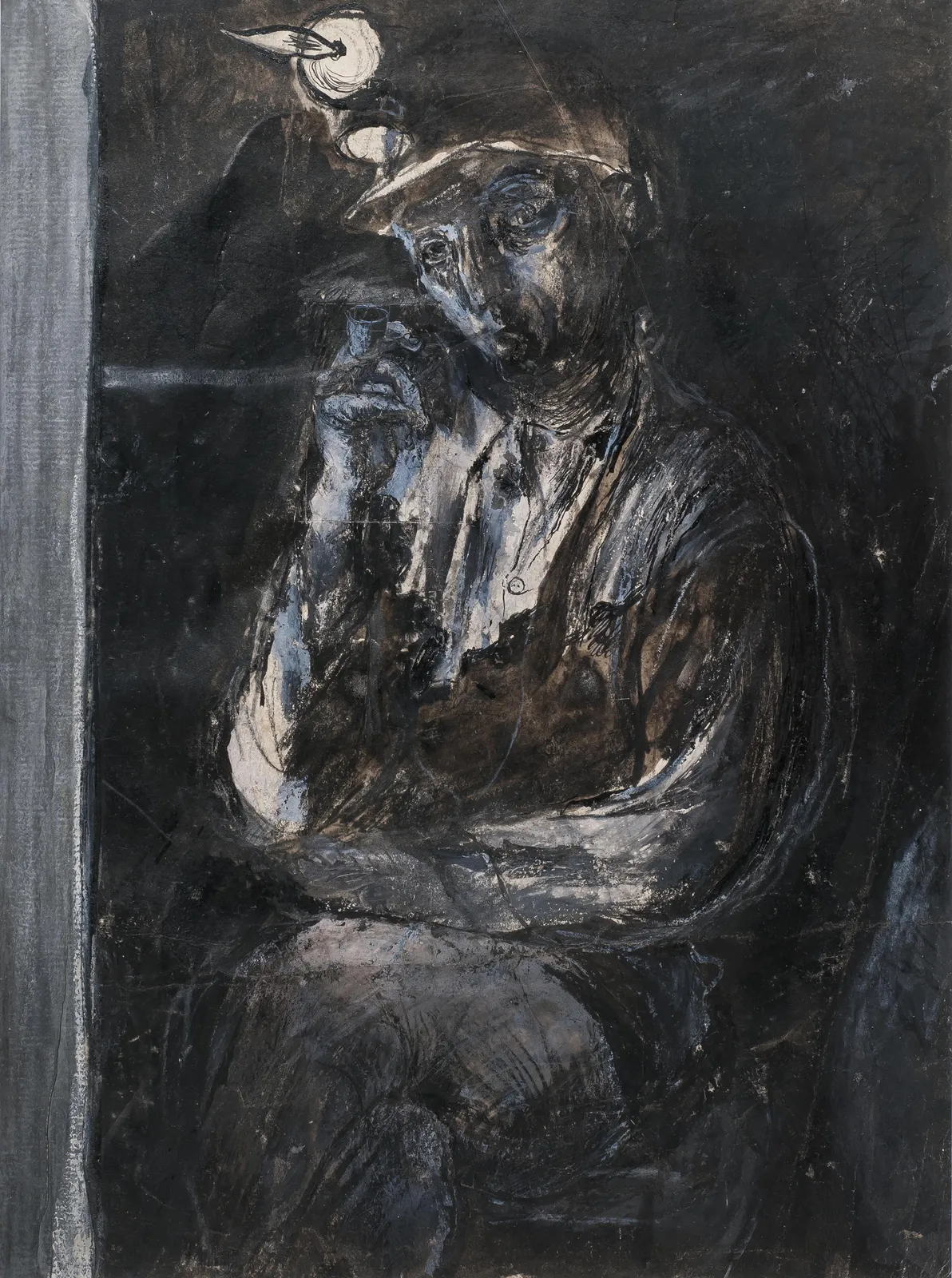 Graham Sutherland, Tin Mine: Miner resting in a wall cavity, 1942