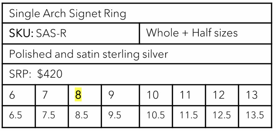 Kathryn Kelly, Single Arch Signet Ring