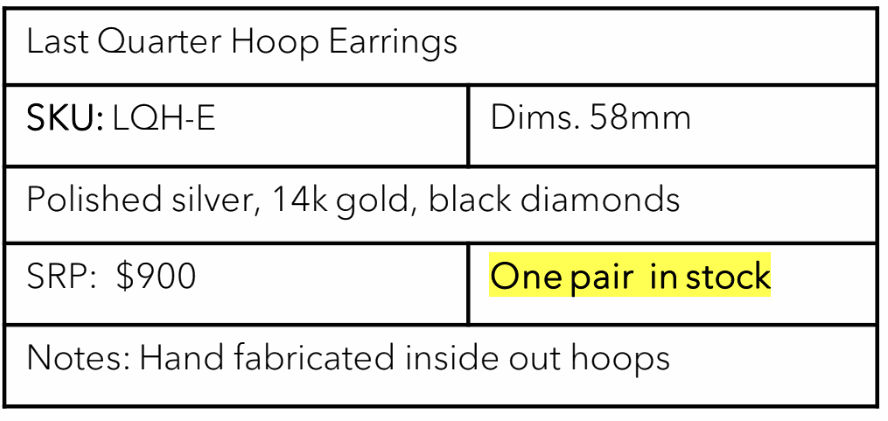 Kathryn Kelly, Last Quarter Hoop Earrings