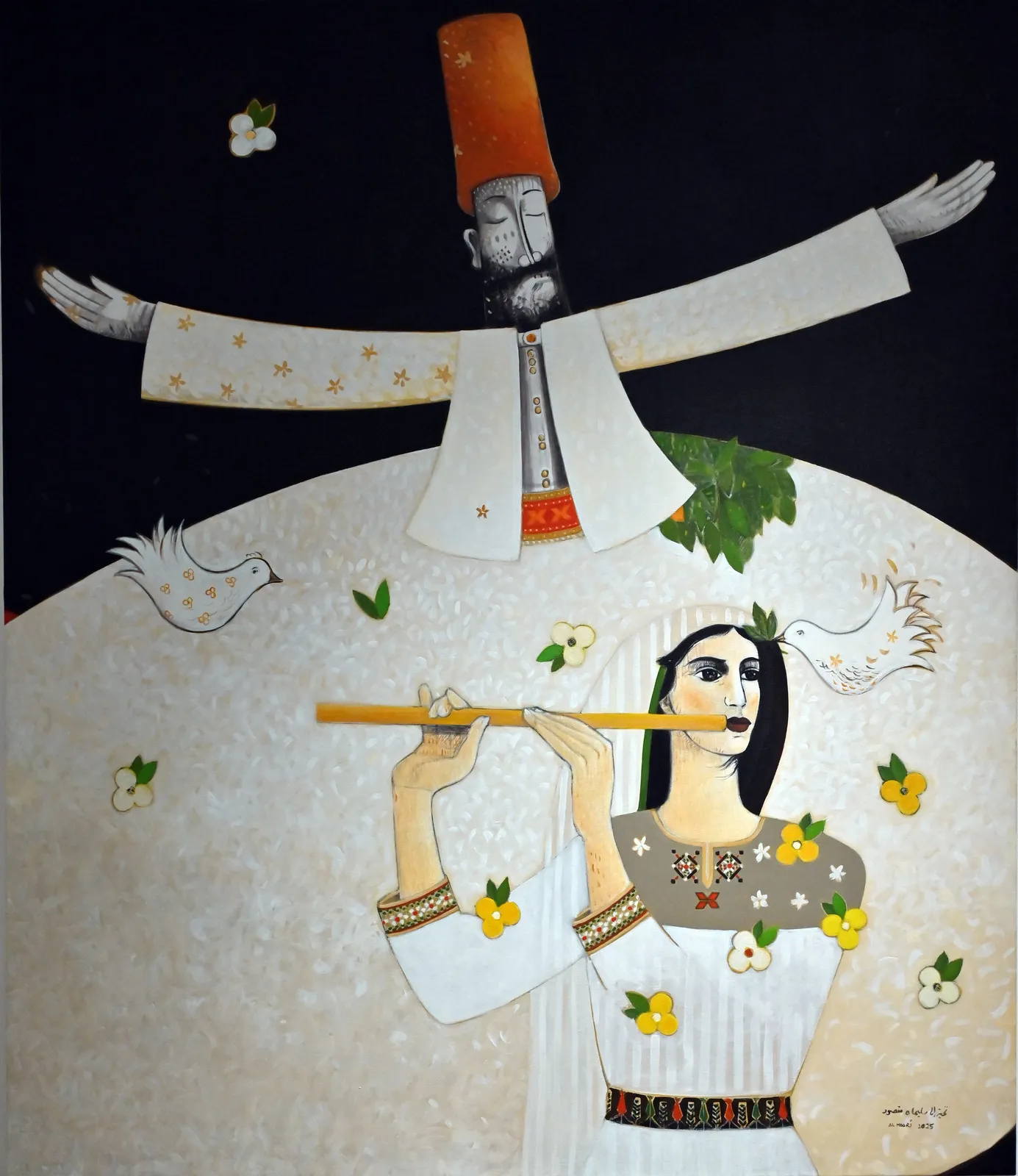 Boutros Al Maari, Homeage to Sliman Mansour, 2024, Acrylic on canvas, 180x150cm