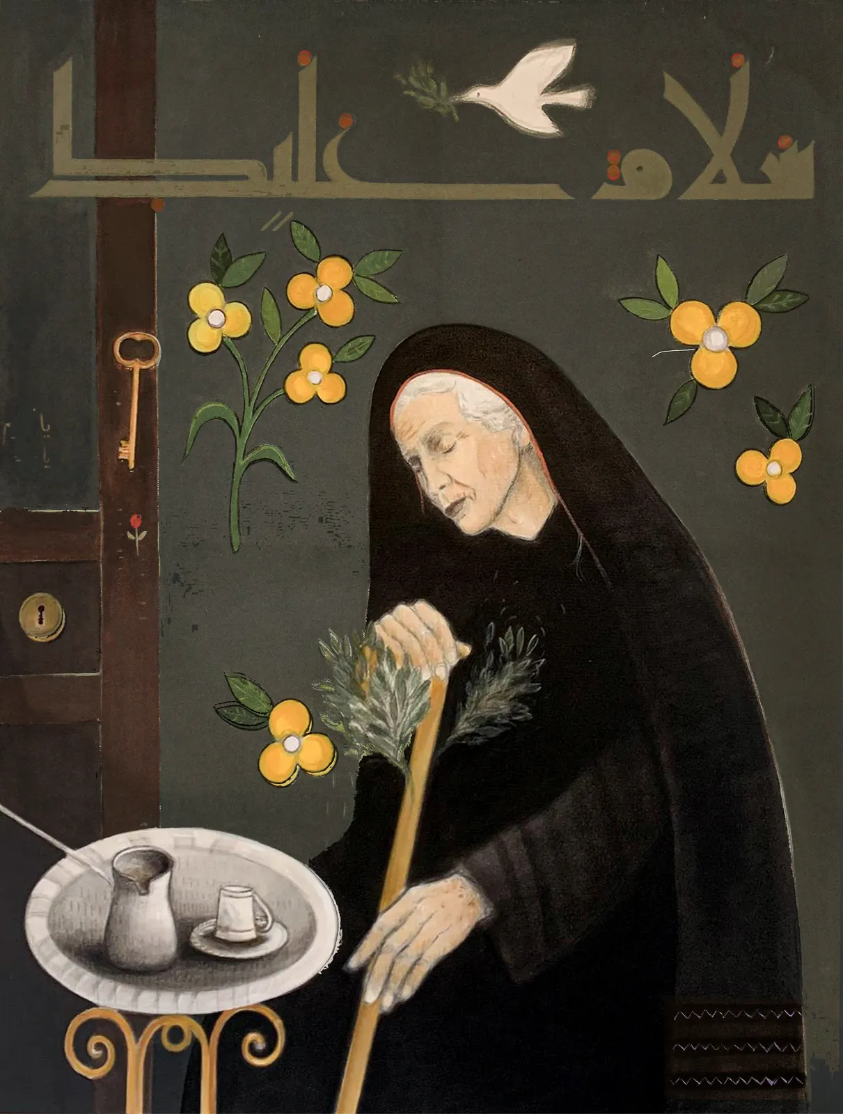 Boutros Al Maari, Peace be with you, 2024, Acrylic on canvas, 130x100cm