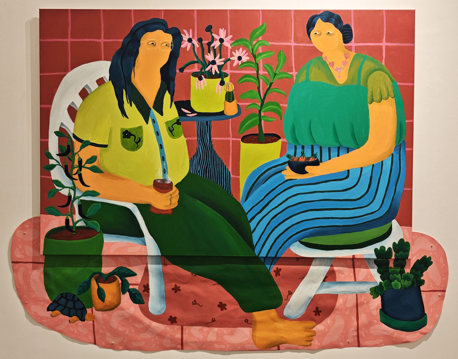 Noor Bseiso, The balcony, 2025, Acrylic on canvas, 140x200cm