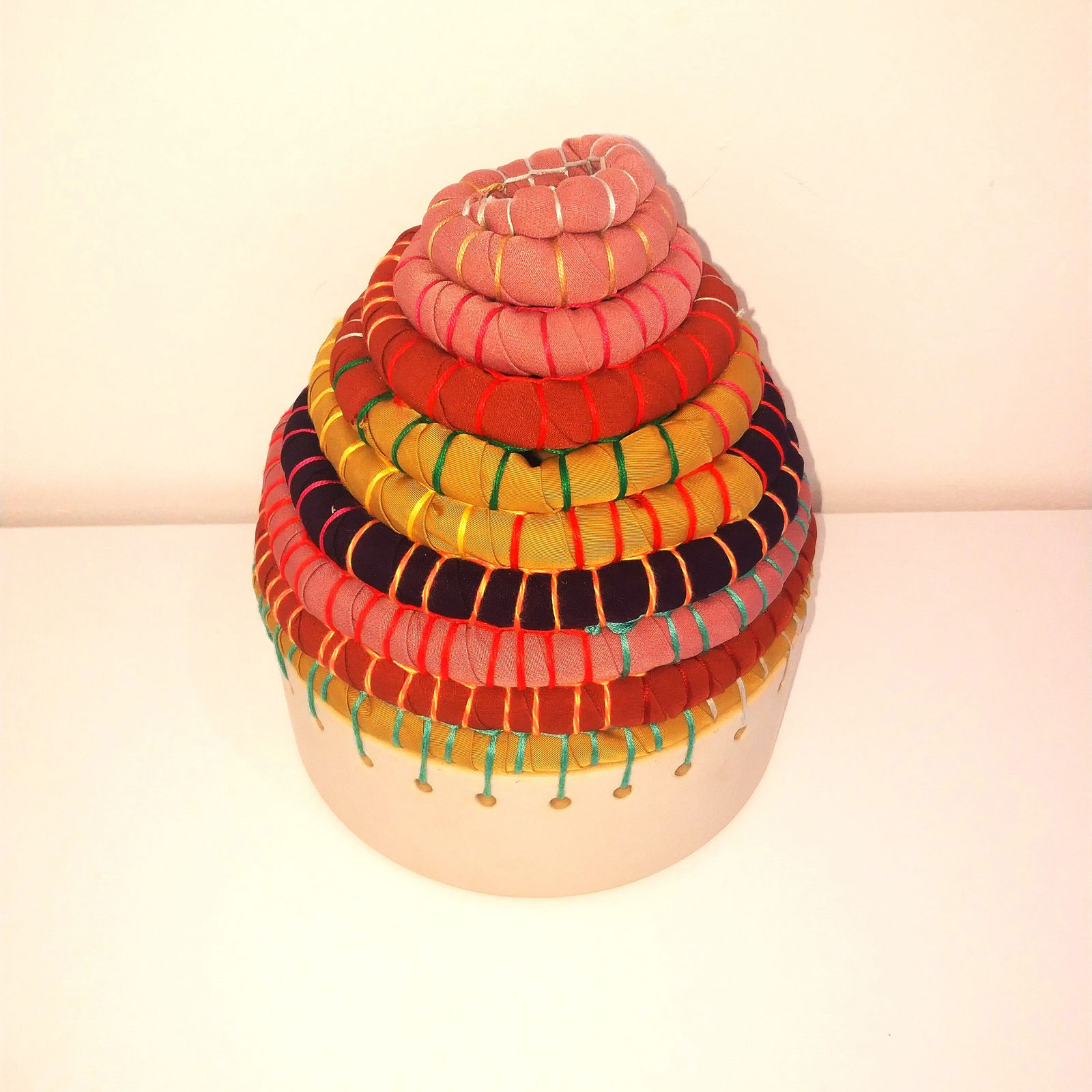 Colorful clay, 2024, Fabric mounted on clay, 23x18cm