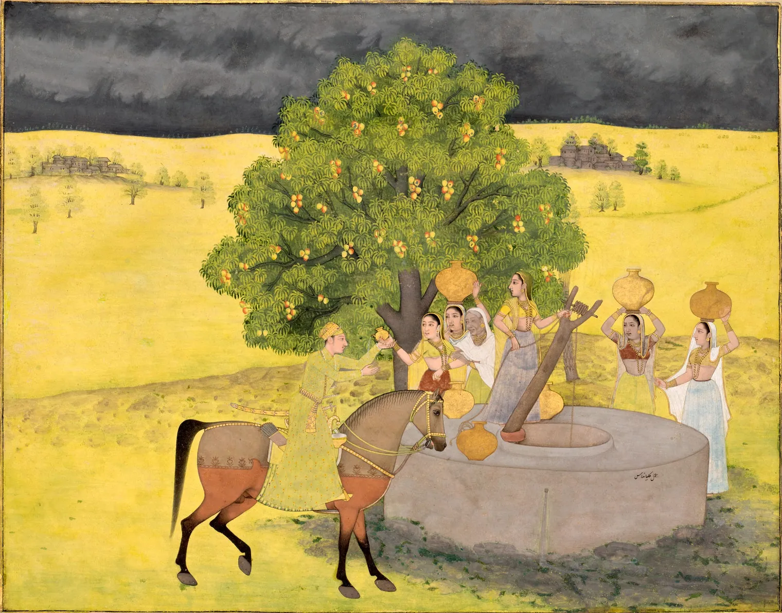 Imperial Mughal, ascribed to Kalyan Das (also known as Chitarman), c. 1720–30 , A prince receiving water at a well