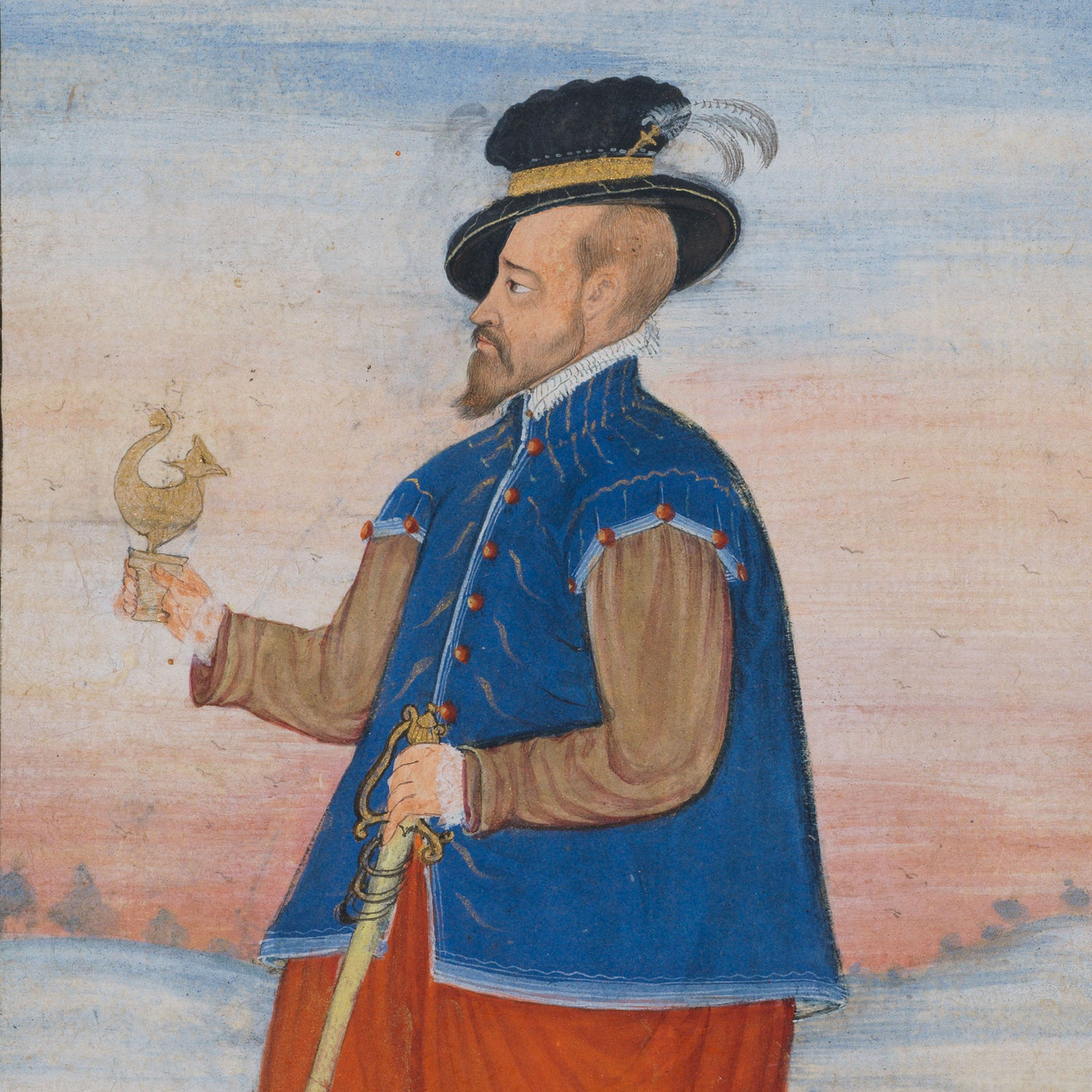 Portrait of a Portugese Man, Mughal, attributed to Jagjivan, c.1595-1600