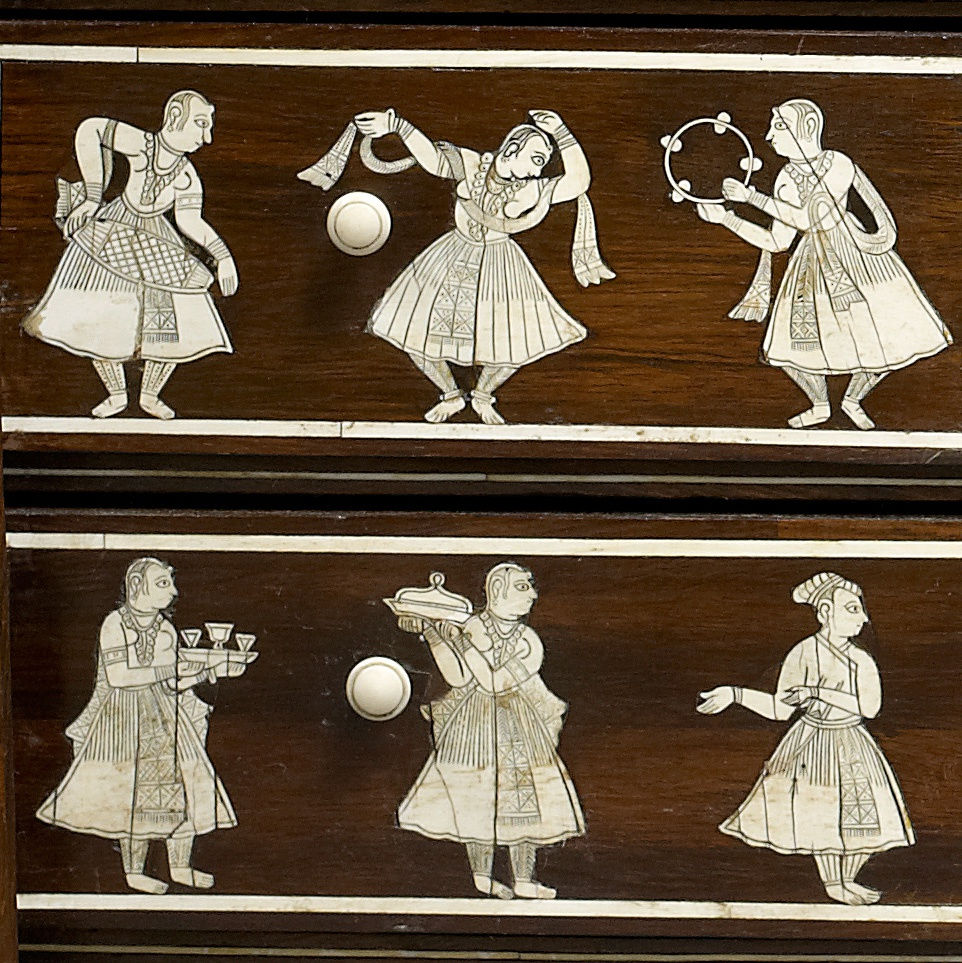 Cabinet with figurative Ivory Inlay, India, Gujarat or Deccan, for export to Europe, c. 1700