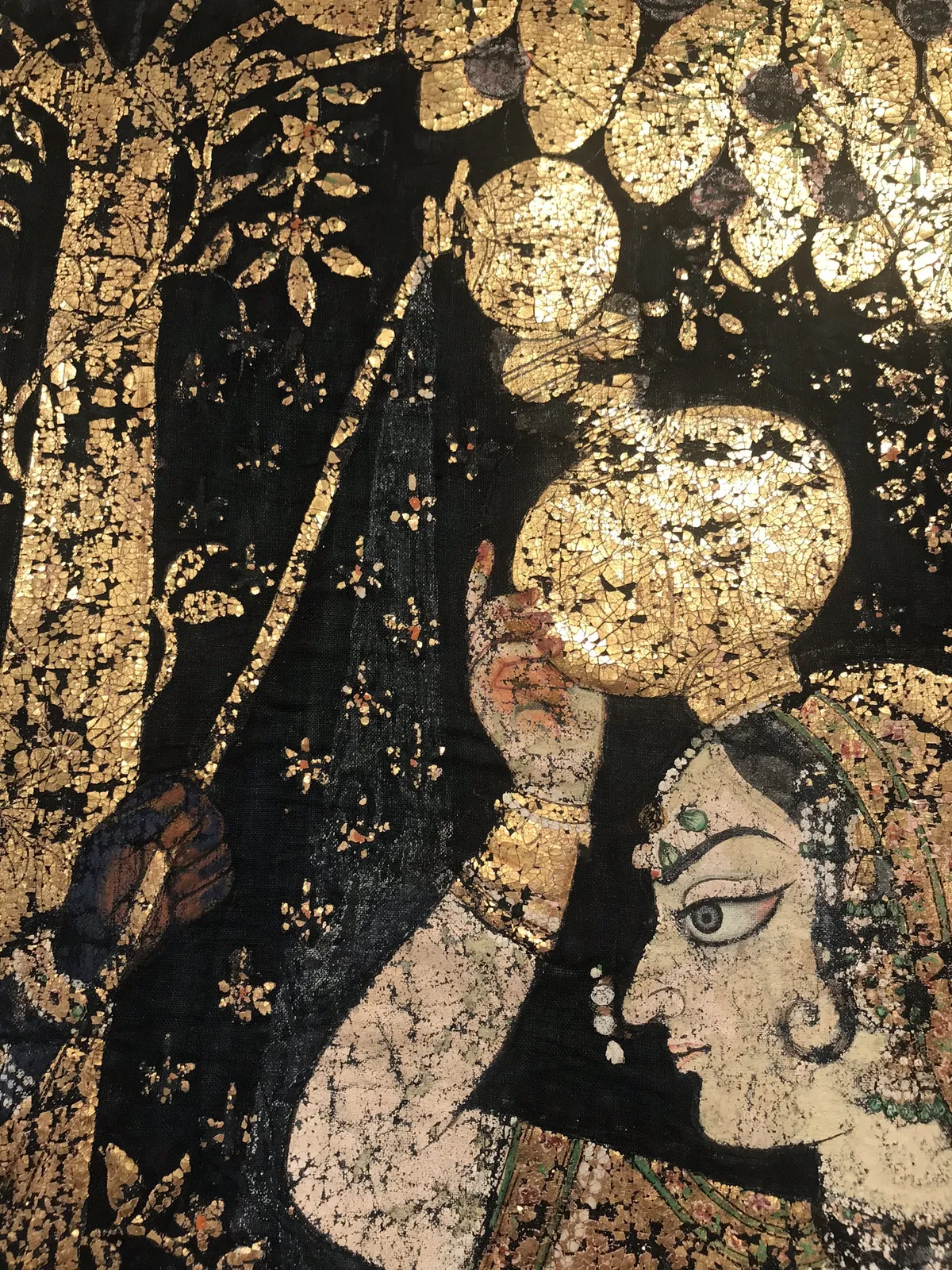 Deccan, possibly Hyderabad, mid 19th century, Pichhvai of Dana Lila (the demanding of toll)