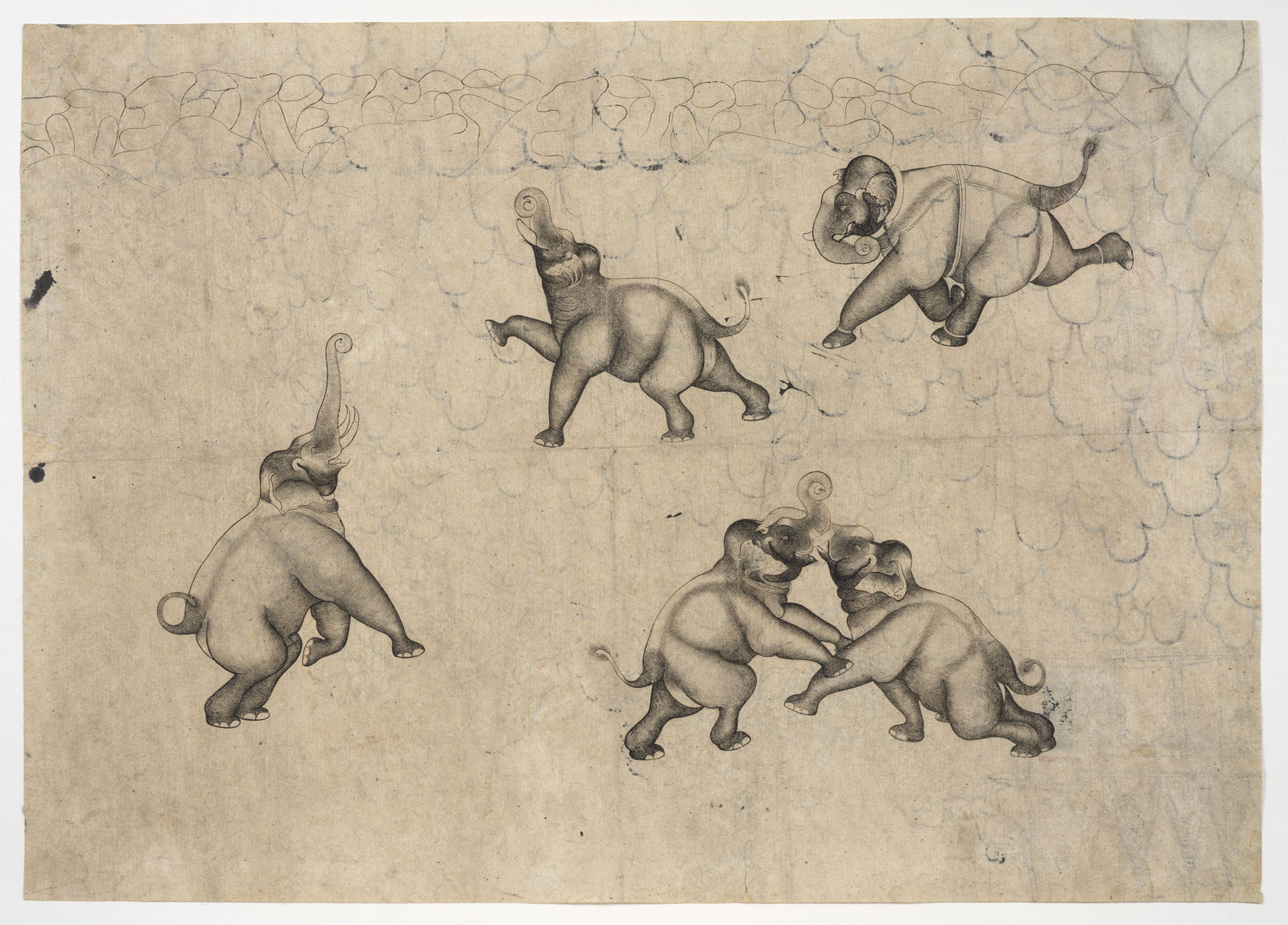 Four Studies of Elephants Kota, Early 19th century
