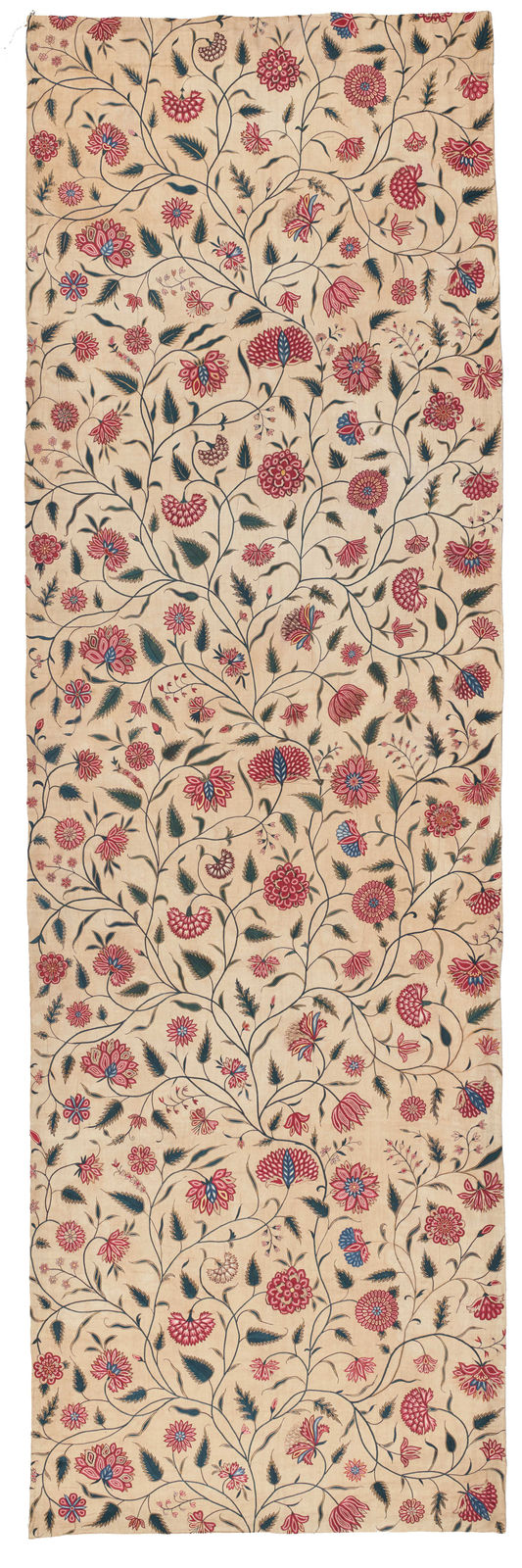 Embroidered Furnishing Fabric, possibly for Bed Hangings, India, Gujarat, early 18th century, for export to Europe
