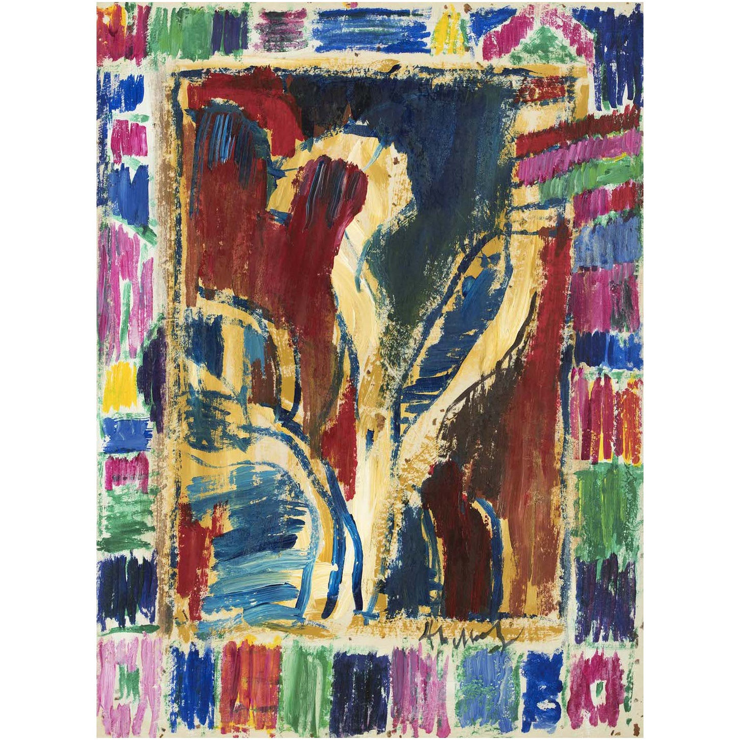 Pierre Alechinsky Droit repris, 2012 Acrylic on paper mounted on canvas Acrylique sur papier marouflé sur toile 24 3/4 x 18 1/2 in 63 x 47 cm