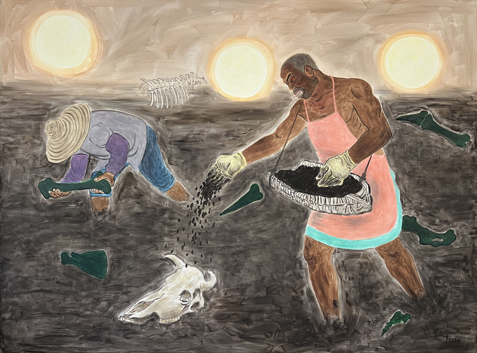 Liu Sheng 劉聲, He Returns to the Land Again 他又回到了土地上, 2024, Oil on Canvas 布面油畫, 150 x 200 cm