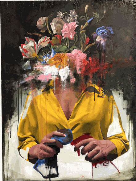 Sage Barnes Revision, 2019 Acrylic and spray paint on canvas 30 x 40 in 76.2 x 101.6 cm Unique