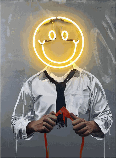 Sage Barnes Shine, 2019 Acrylic, spray paint and neon on canvas 30 x 40 in 76.2 x 101.6 cm Unique