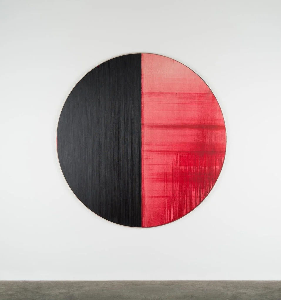 Callum Innes, Untitled Lamp Black / Alizarin Claret, 2022, oil on Birch Ply, 70 7/8 x 68 7/8 inches © Callum Innes, Courtesy: Sean Kelly
