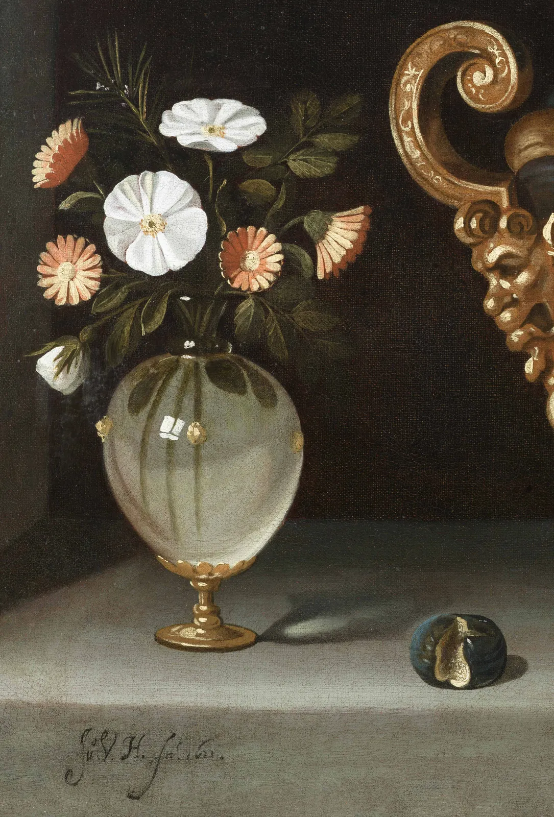 Juan van der Hamen y León (Madrid, 1596 – 1631), Large Fruit Stand with Figs and Flower Vases, 1623