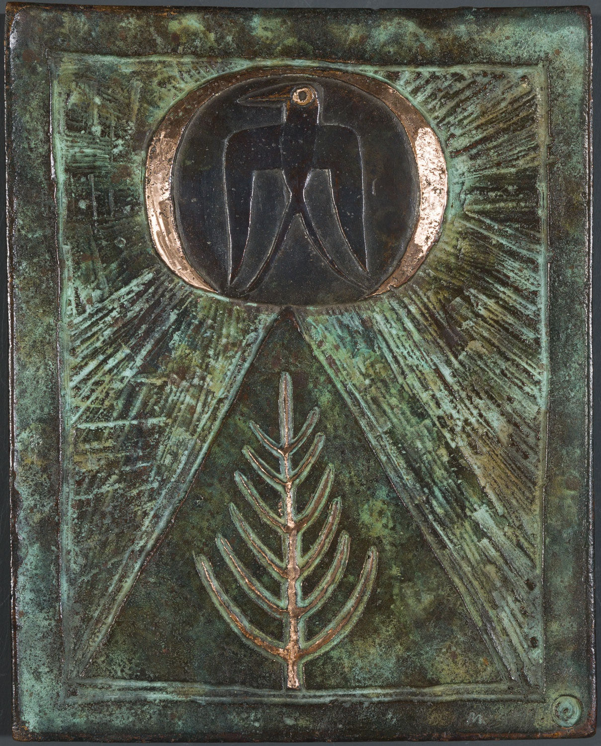 Sun/tree/mountain | NICOLA MOSS | 21cm x 17cm x 2cm | bronze, ed of 9