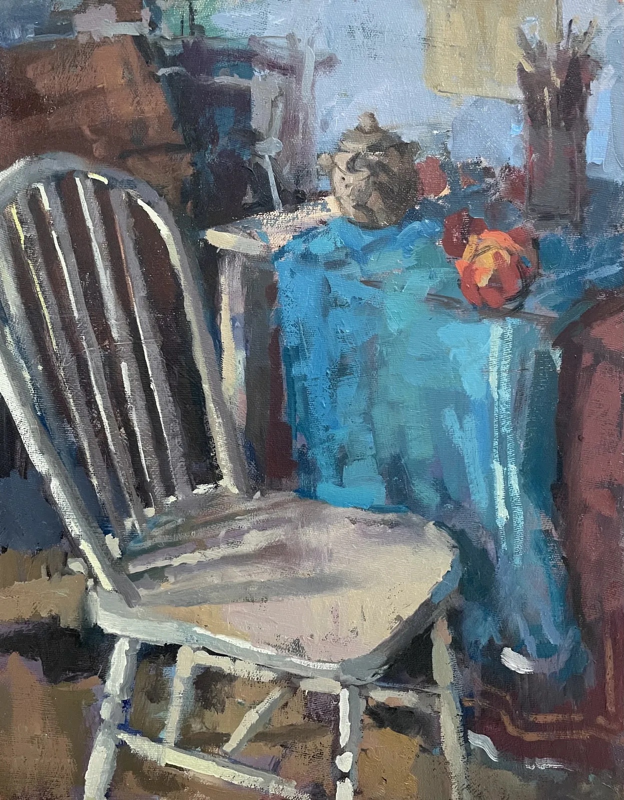 Nia MacKeown, Sunlit Studio Chair and Apples, 2022