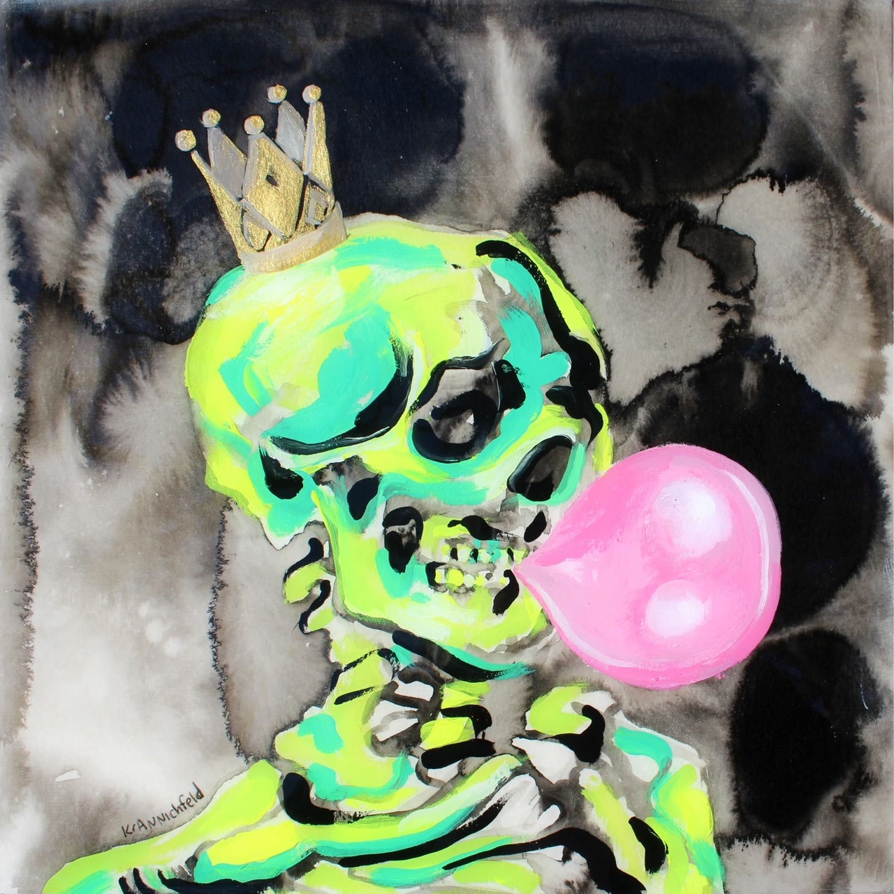 Lisa Krannichfeld, Skull with Bubble Gum, 2023