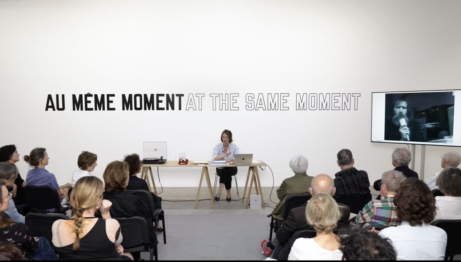 Beatrice Gross and author Jakuta Alikavazovic pay homage to Lawrence Weiner