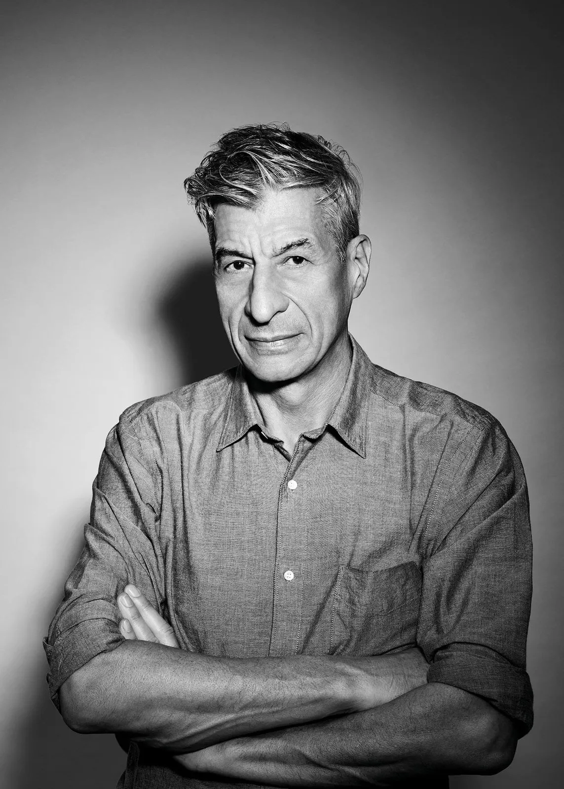 Maurizio Cattelan black and white portrait