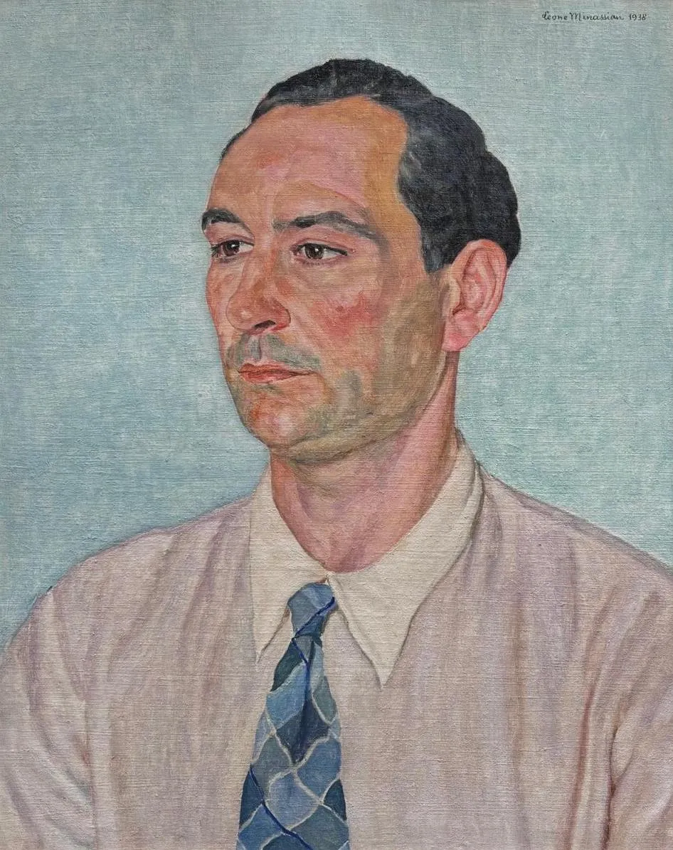 Leone Minassian (Costantinopoli, 1905-Venezia, 1978), 1938, Autoritratto, olio su cartone, cm 57x44