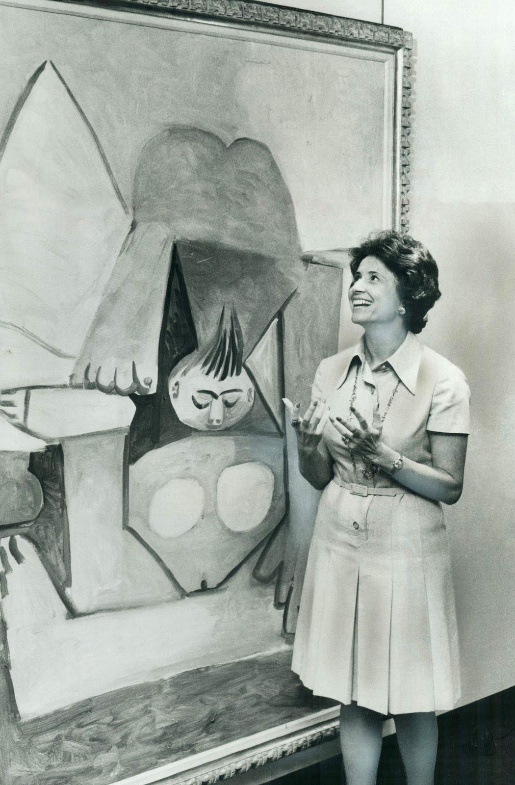 Mira Godard with Picasso's Nu Sur un Divan at the Marlborough Godard Gallery, 1974