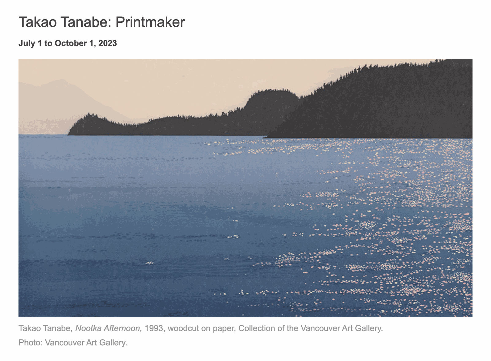 Takao Tanabe show in Kelowna Art Gallery