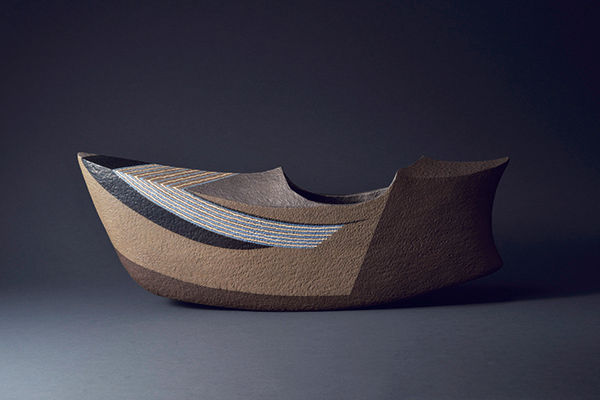 Saeki Moriyoshi, Vase with Silver Line Design, 2012