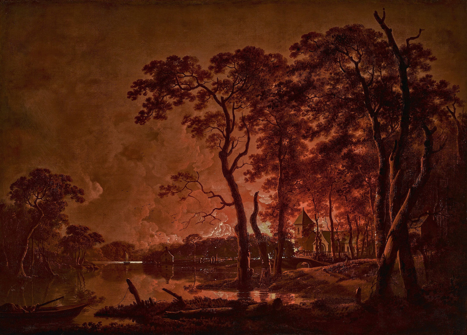 Joseph Wright of Derby, A Village on Fire, 1794