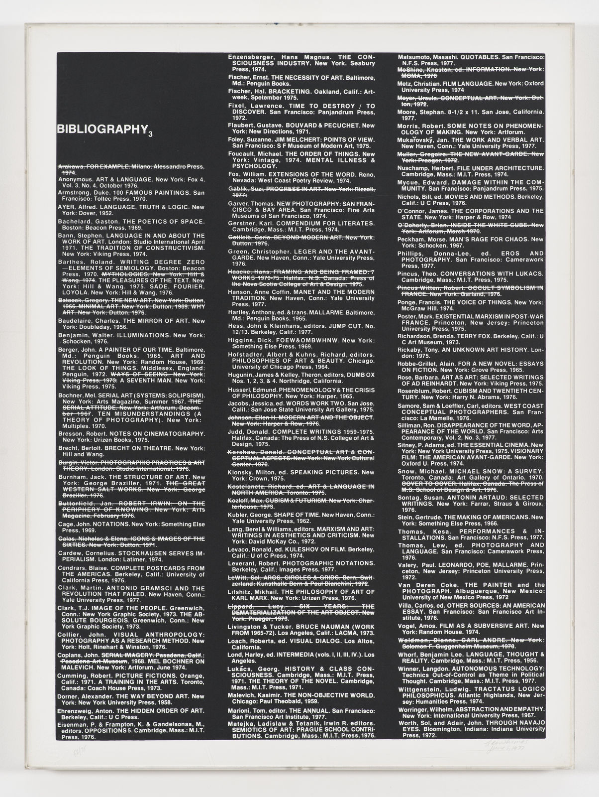 Lew Thomas, "BIBLIOGRAPHY 3," from the series Reproductions of Reproductions, (1977).