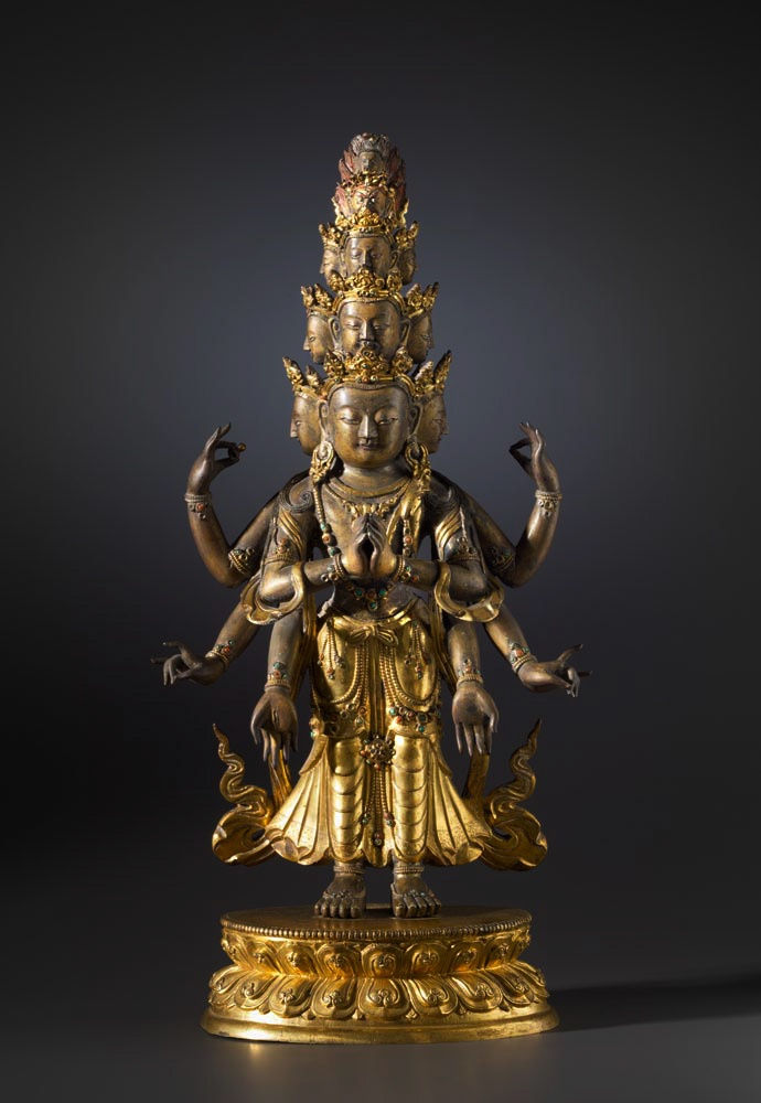 Unknown, A figure of the eleven headed of Avalokiteshavara, Tibeto-chinese 18th Century