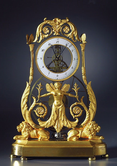 Unknown, An Empire quarter striking skeleton clock of two to three months duration, Paris, date circa 1810