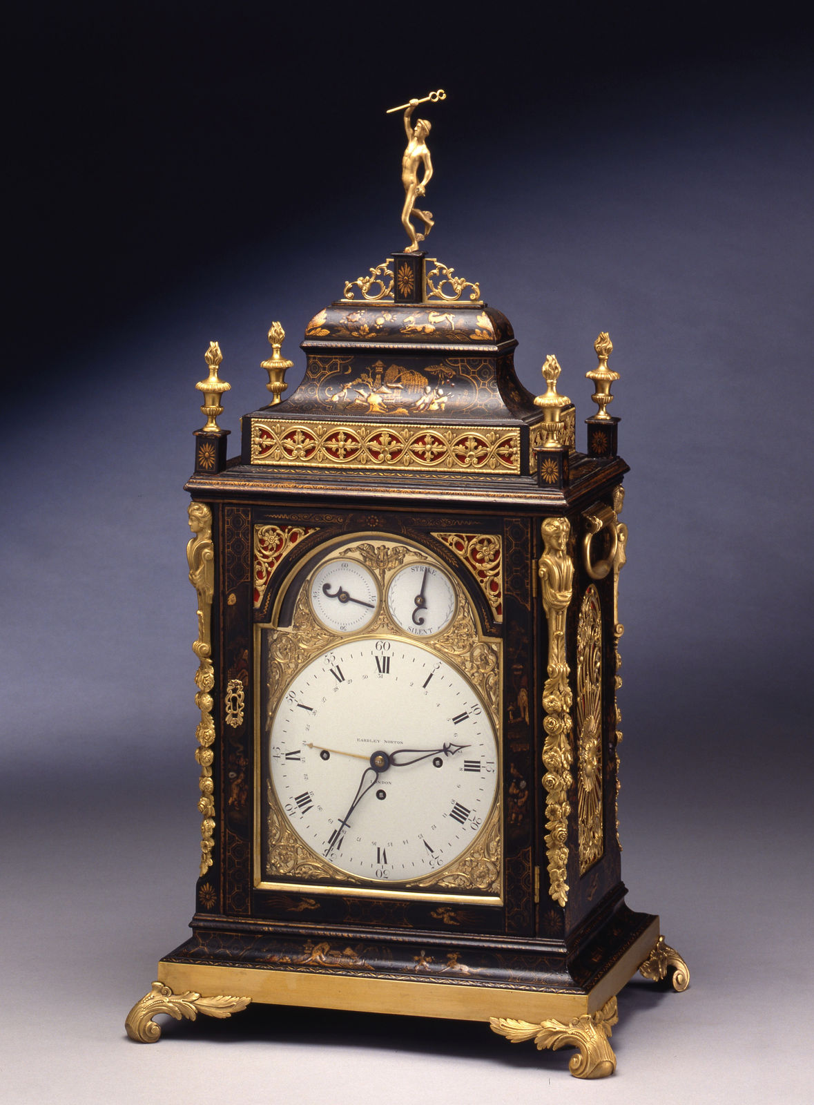 Eardley Norton , A Georgian quarter striking bracket clock by Eardley Norton, London, date circa 1775