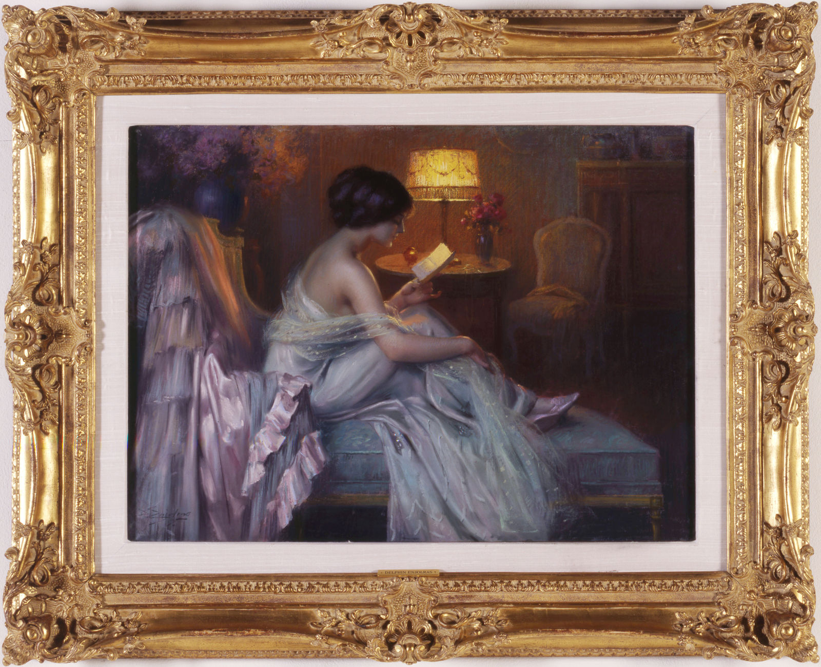 Delphin Enjolras (1857-1945) , “La Lecture au Clair de la Lampe” by Delphin Enjolras