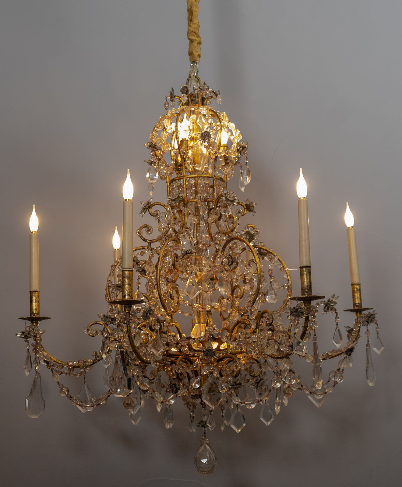 Unknown, A NINETEENTH CENTURY LOUIS XV STYLE GILT METAL AND CUT-GLASS CHANDELIER , Paris, date circa 1870-90