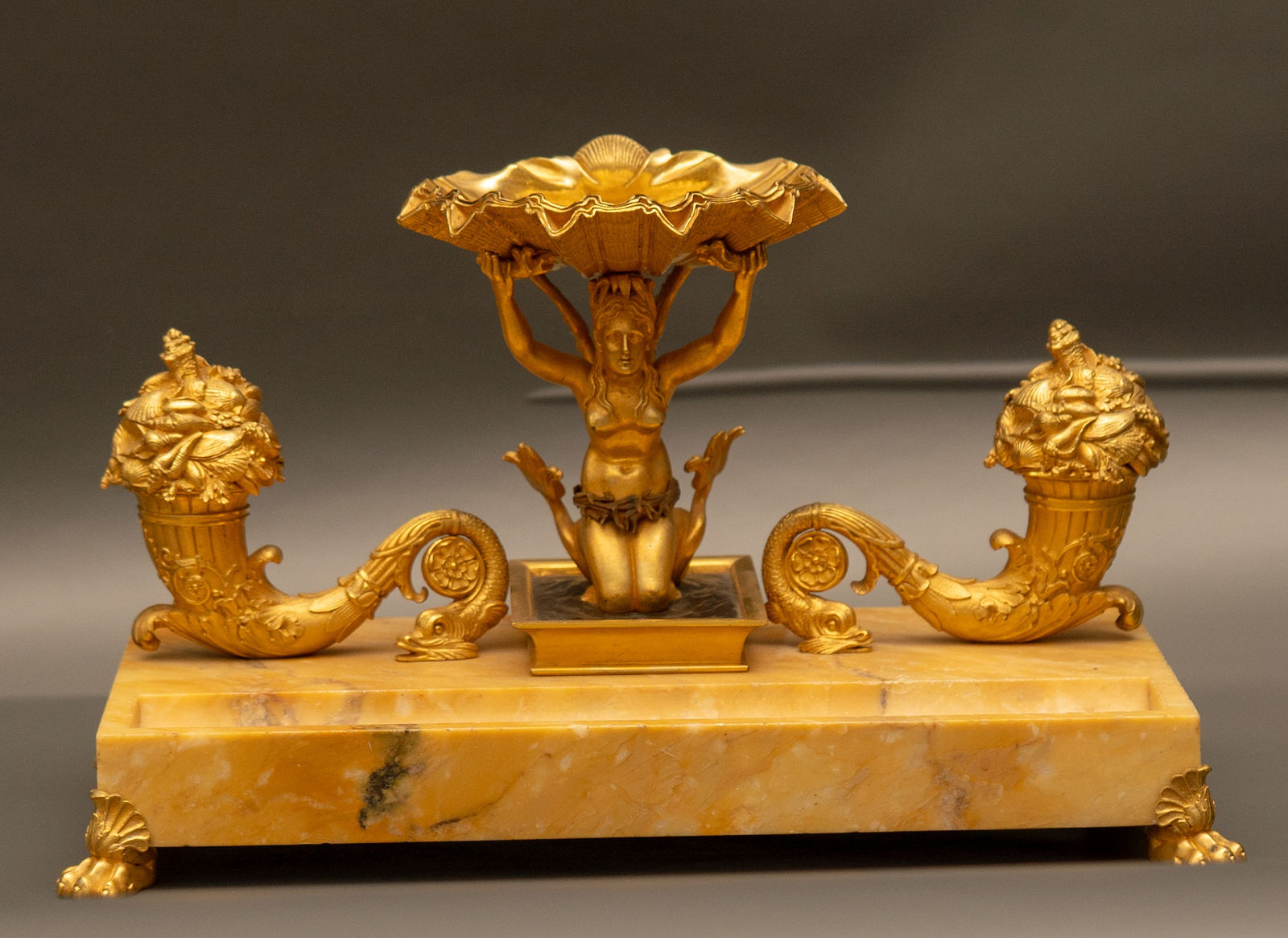 Pierre-Philippe Thomire (attributed to), A RESTAURATION GILT BRONZE AND SIENA MARBLE ENCRIER , Paris, date circa 1820