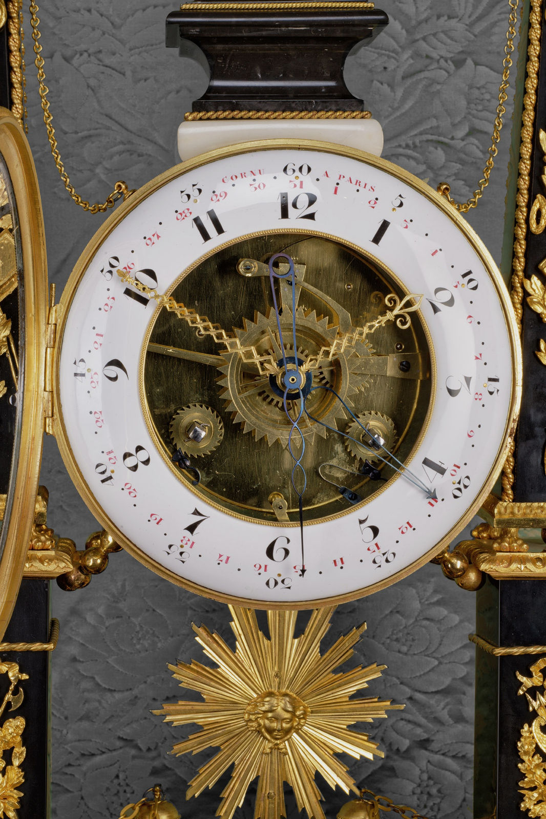 Unknown, A Louis XVI mantle clock of eight day duration, signed on the white enamel dial Cornu à Paris, Paris, date circa 1780 - 90