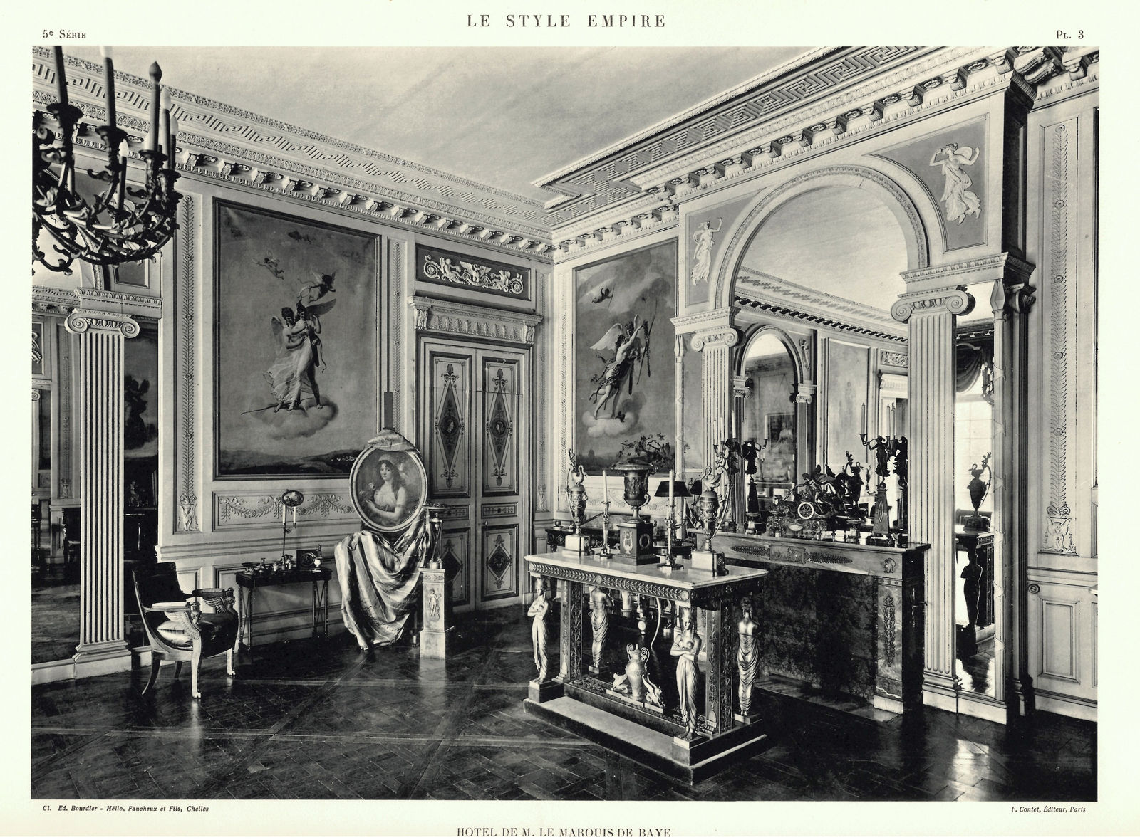 Pierre-Philippe Thomire (attributed to), A pair of Empire three-light candelabra attributed to Pierre-Philippe Thomire after a design by Pierre-Louis-Arnulphe Duguers de Montrosier, Paris, date circa 1805