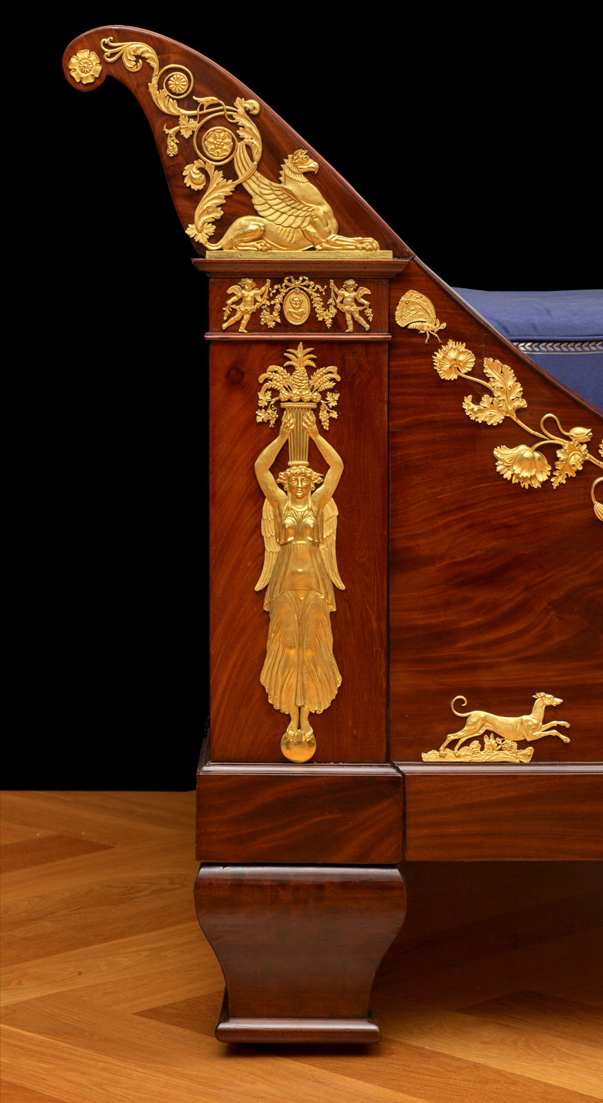 Jacob-Desmalter et Cie (attributed to), An Empire lit en bateau attributed to Jacob-Desmalter et Cie, gilt mounts attributed to Pierre-Philippe Thomire , Paris, date circa 1810