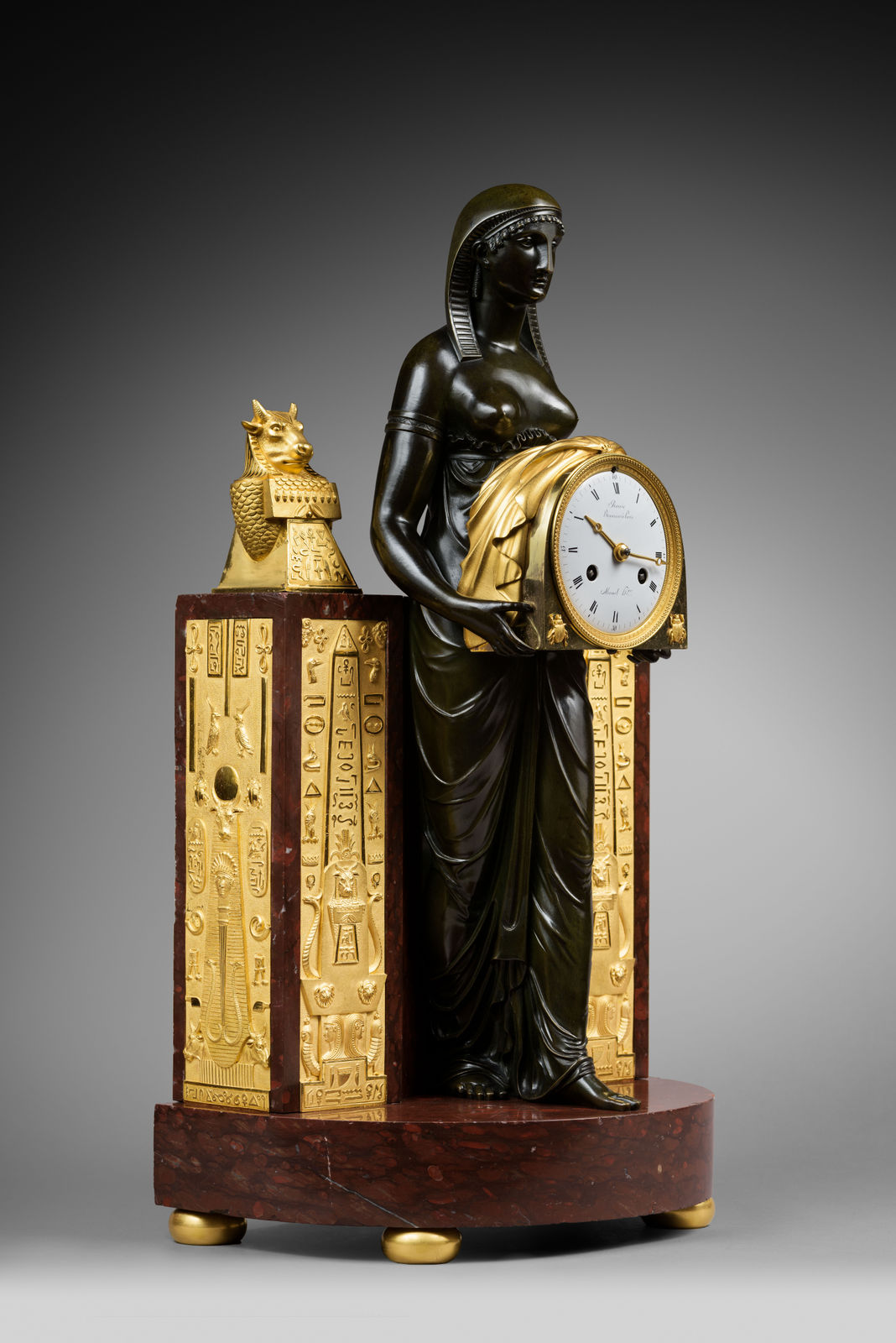 Mesnil, An Empire Pendule à L'Egyptienne, movement by Mesnil, case by Ravrio, Paris, date circa 1805-10