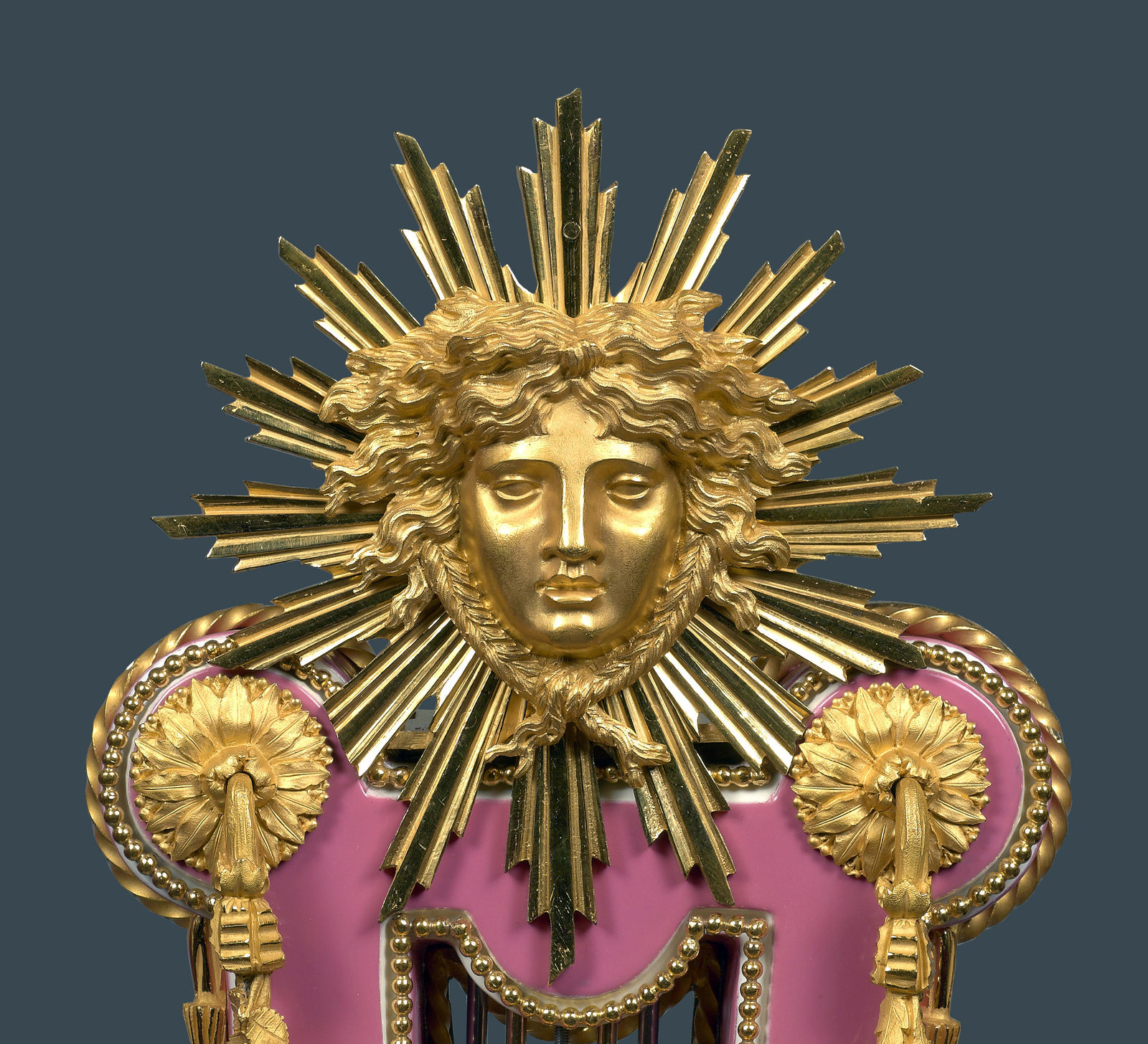 Joseph Coteau, A Louis XVI skeletonised lyre clock, enamel work by Joseph Coteau and movement attributed to Dieudonné Kinable, Paris, date circa 1795-97