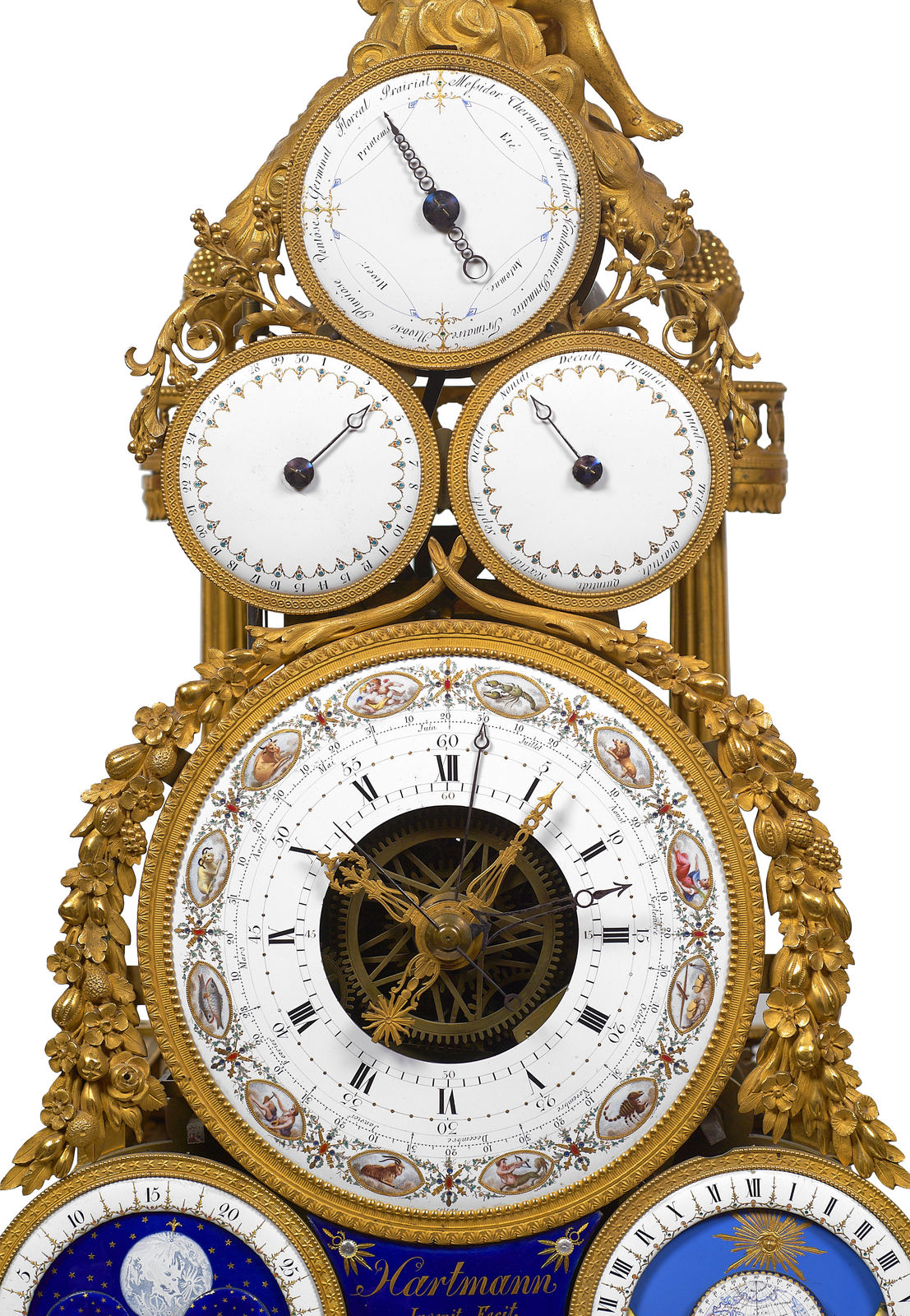 François -Joseph Hartmann, A Republican multi-dial automata clock conceived and made by François -Joseph Hartmann , Paris, dated between 22nd September 1799 and 21st September 1800