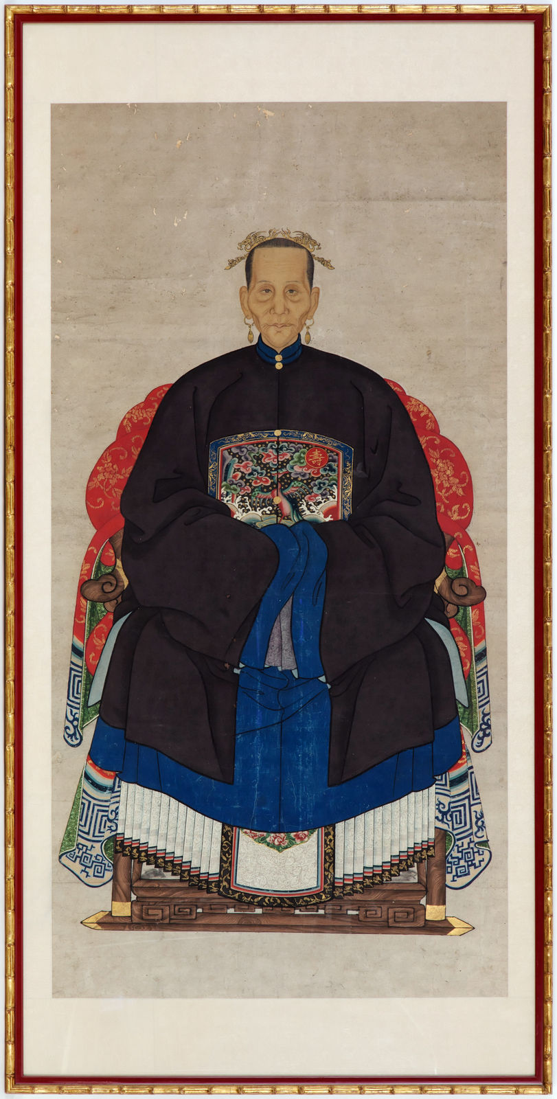 Chui Xuchong, A pair of Chinese late Qing dynasty ancestor portraits showing a senior official of the third rank and his wife, China, late 19th century