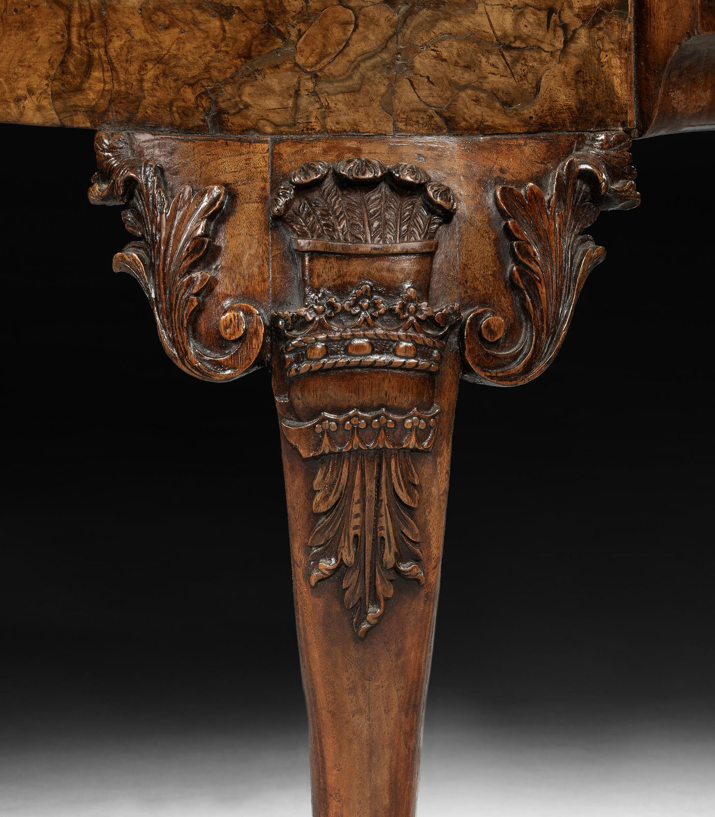 A PAIR OF GEORGE II WALNUT AND BURR WALNUT ARMCHAIRS, ENGLISH, CIRCA 1735