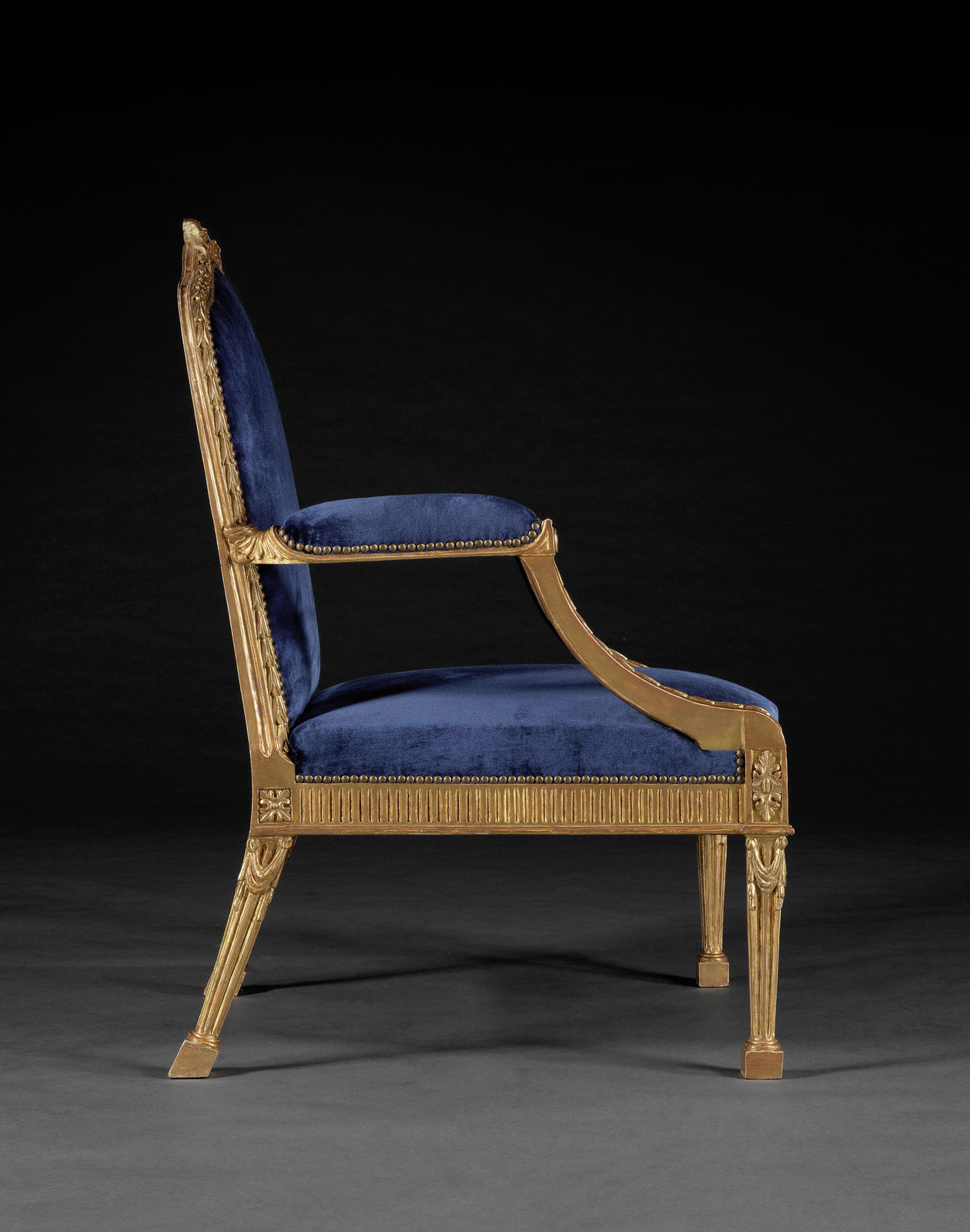 A PAIR OF GILTWOOD ARMCHAIRS ATTRIBUTED TO JOHN LINNELL, ENGLISH, CIRCA 1770