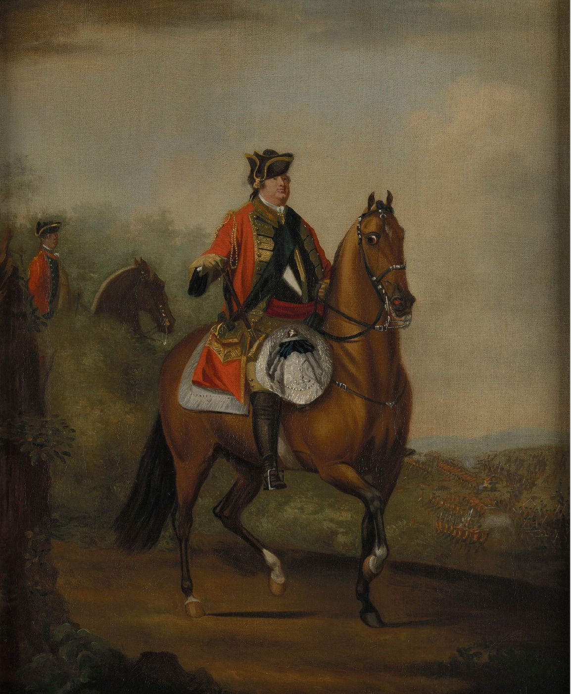 A GEORGE III CHINESE-EXPORT REVERSE-PAINTED MIRROR DEPICTING THE DUKE OF CUMBERLAND , Chinese Export, circa 1755-60