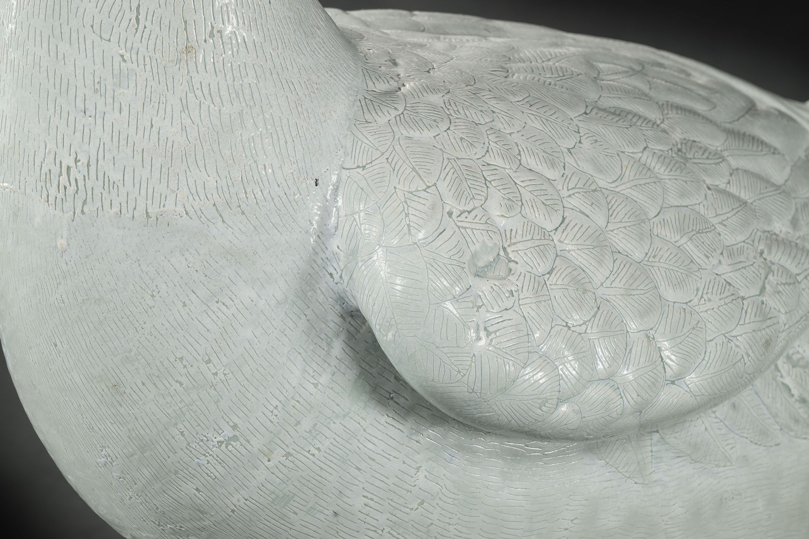 A PAIR OF WHITE ENAMELLED PORCELAIN FIGURES OF GEESE, CHINA, QIANLONG PERIOD (1736-95), C. 1750 - 80