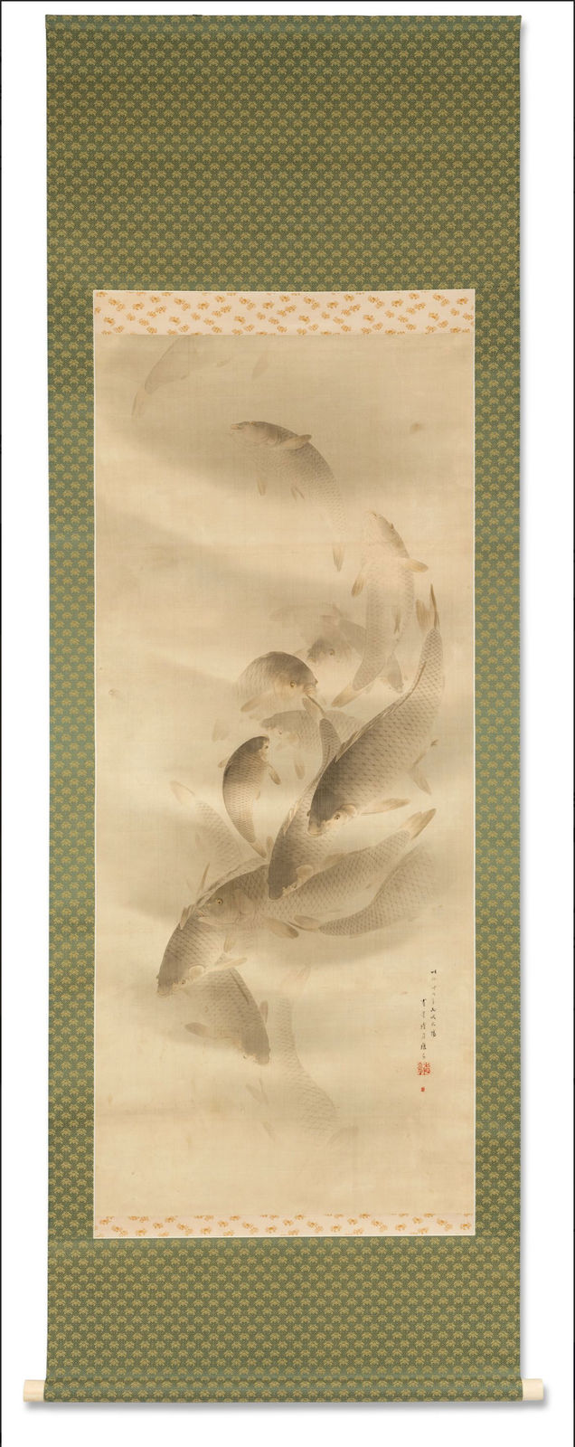 Swimming Carp by WATANABE SEITEI 渡辺省亭 (1851–1918), Meiji era (1868-1912), 1886