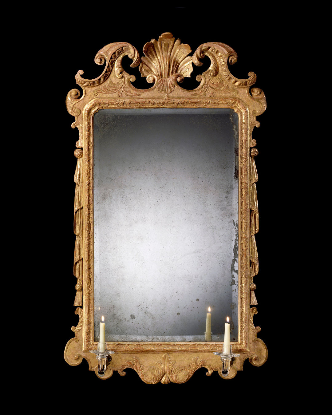 A GEORGE II CARVED GESSO MIRROR, English, circa 1730